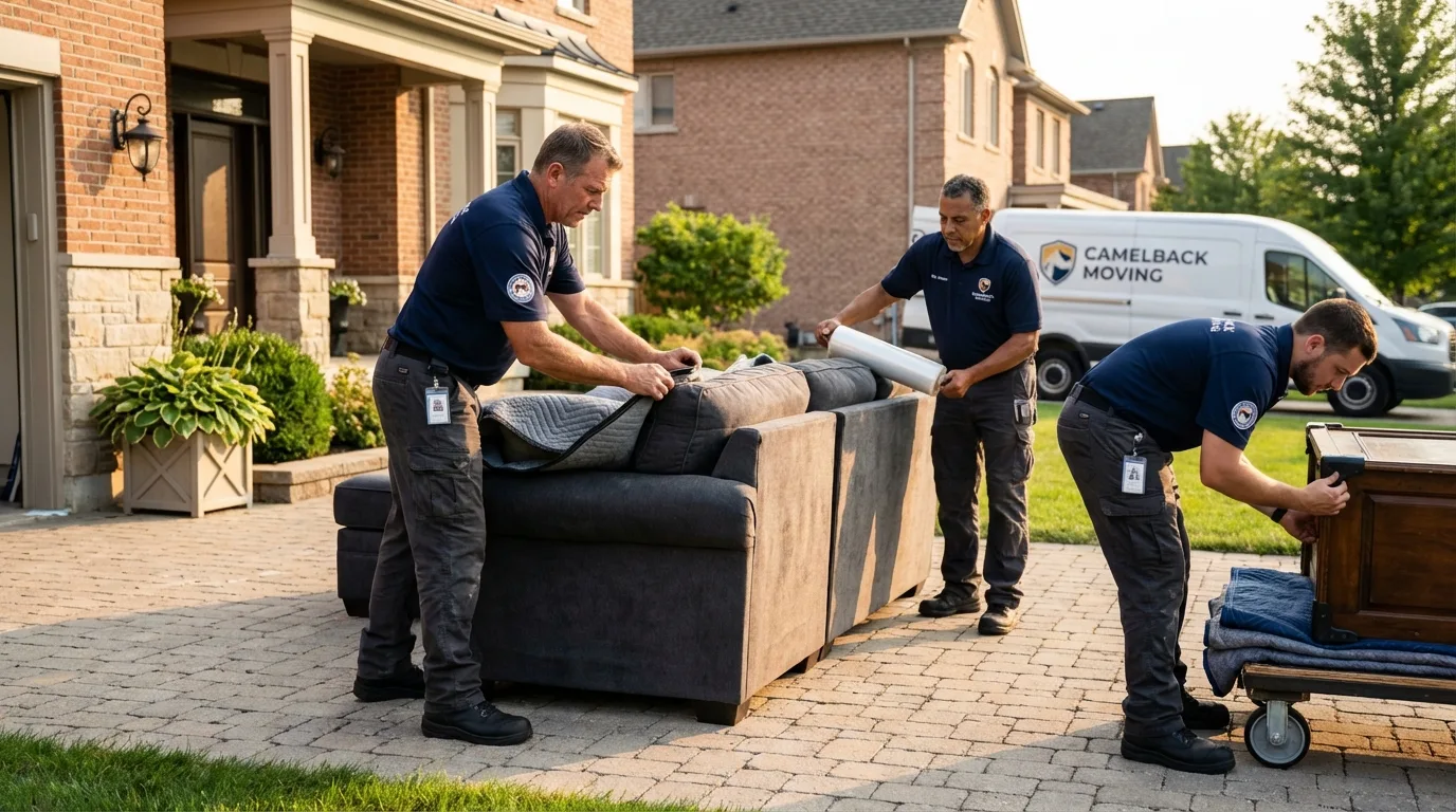 Large estate moving crew wrapping furniture in Cordell, OK